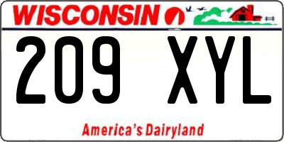 WI license plate 209XYL