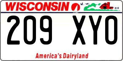 WI license plate 209XYO