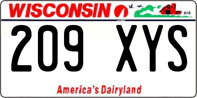 WI license plate 209XYS