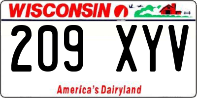 WI license plate 209XYV