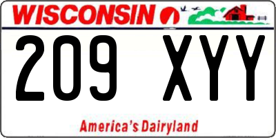 WI license plate 209XYY