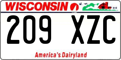 WI license plate 209XZC