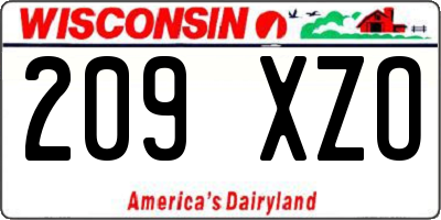 WI license plate 209XZO
