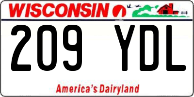 WI license plate 209YDL