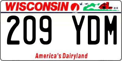 WI license plate 209YDM