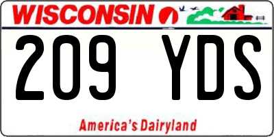 WI license plate 209YDS