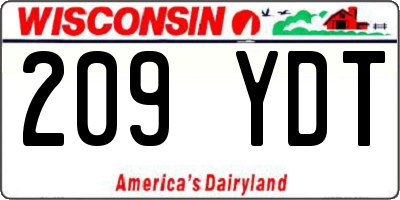 WI license plate 209YDT