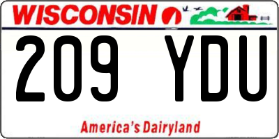 WI license plate 209YDU