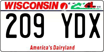 WI license plate 209YDX