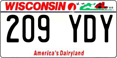 WI license plate 209YDY