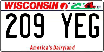 WI license plate 209YEG