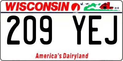 WI license plate 209YEJ