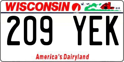 WI license plate 209YEK