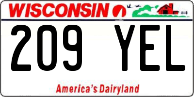 WI license plate 209YEL