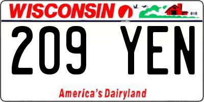 WI license plate 209YEN