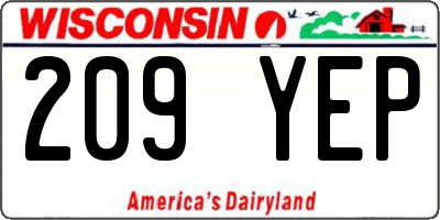 WI license plate 209YEP