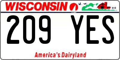WI license plate 209YES