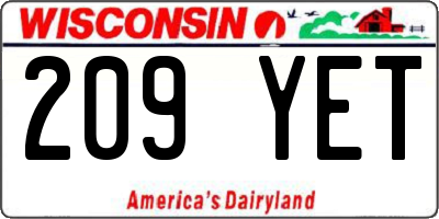 WI license plate 209YET