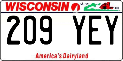 WI license plate 209YEY