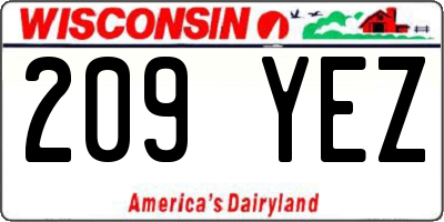 WI license plate 209YEZ