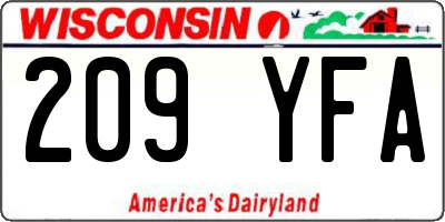 WI license plate 209YFA