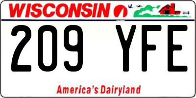 WI license plate 209YFE