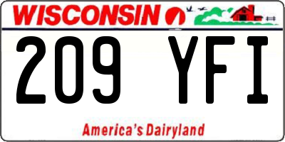 WI license plate 209YFI