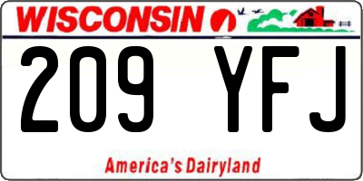 WI license plate 209YFJ