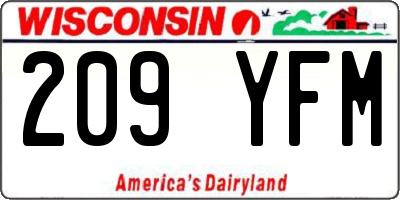 WI license plate 209YFM