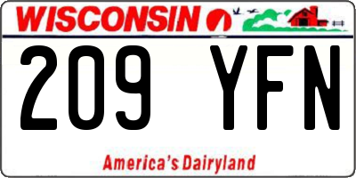 WI license plate 209YFN