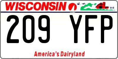 WI license plate 209YFP