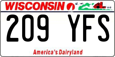 WI license plate 209YFS
