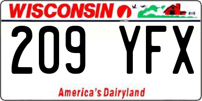 WI license plate 209YFX