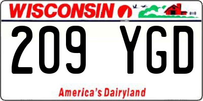 WI license plate 209YGD