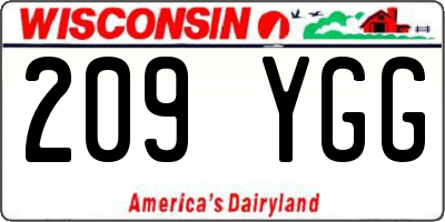 WI license plate 209YGG