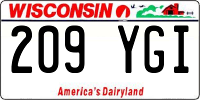 WI license plate 209YGI
