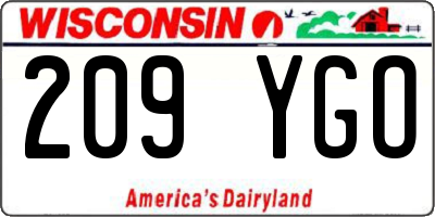 WI license plate 209YGO
