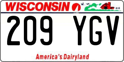 WI license plate 209YGV