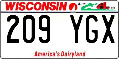 WI license plate 209YGX