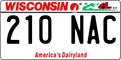 WI license plate 210NAC