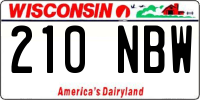 WI license plate 210NBW