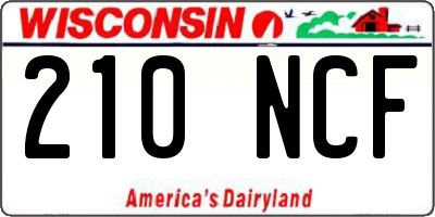 WI license plate 210NCF