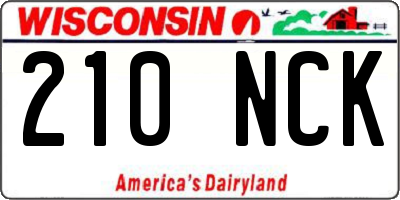 WI license plate 210NCK