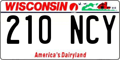 WI license plate 210NCY