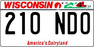 WI license plate 210NDO
