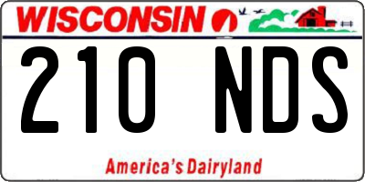 WI license plate 210NDS