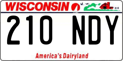 WI license plate 210NDY