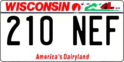WI license plate 210NEF