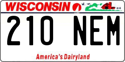WI license plate 210NEM