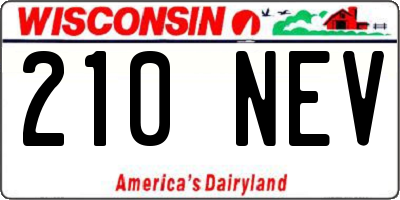 WI license plate 210NEV